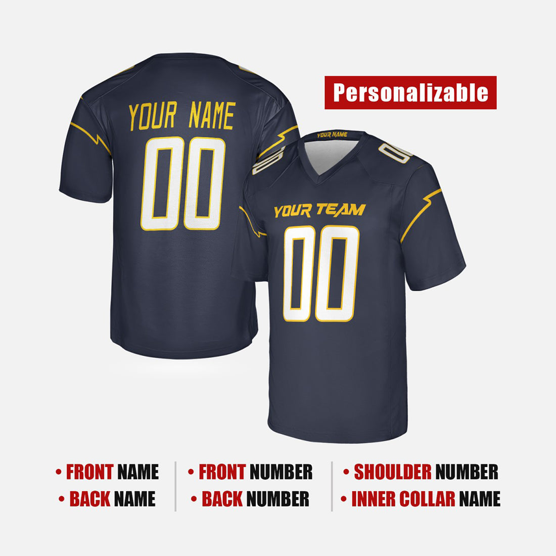 Personalized Los Angeles Chargers Football Jersey - Navy Alternate Style, Custom Name & Number-1