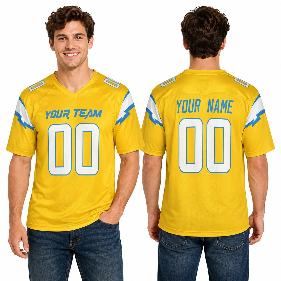 Personalized Los Angeles Chargers Football Jersey - Yellow Alternate Style, Custom Name & Number-1