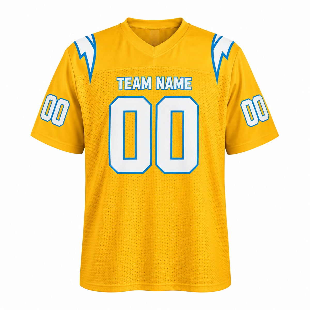 Personalized Los Angeles Chargers Football Jersey – Gold Charger Power Legend Style, Custom Name Patch, Team Name, Number & Logo-3