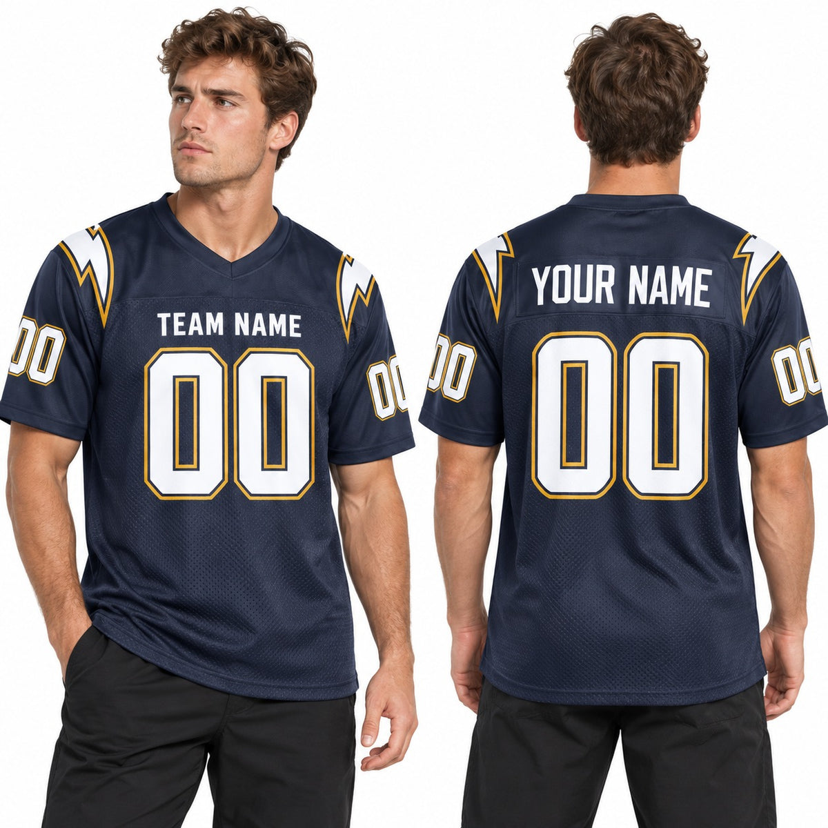 Personalized Los Angeles Chargers Football Jersey – Navy Super Chargers Alternate Style, Custom Name Patch, Team Name, Number & Logo-1