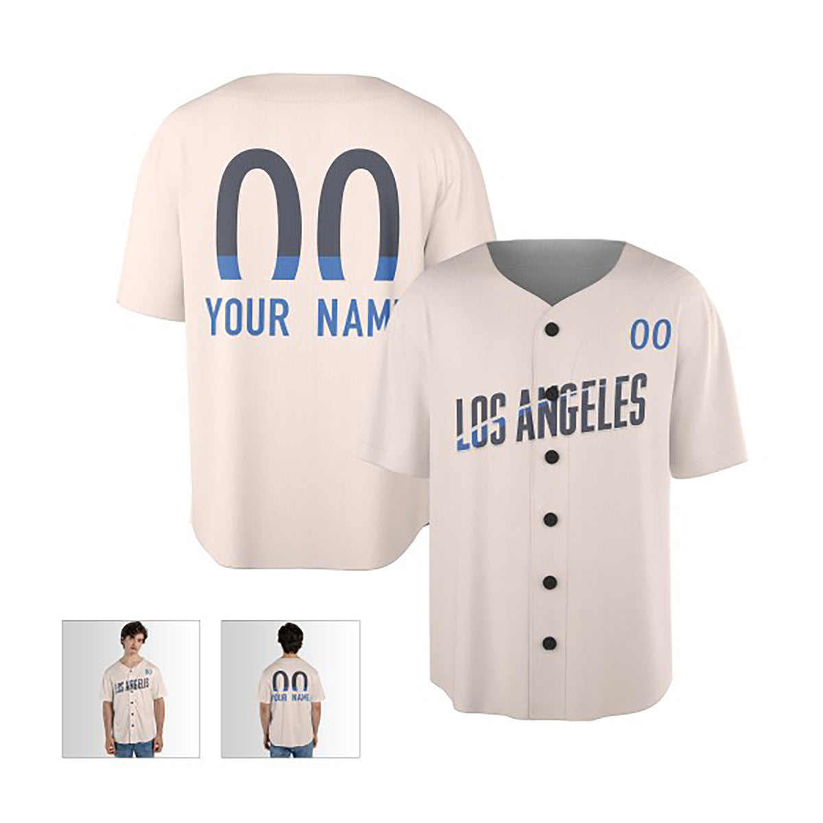 Personalized Los Angeles Dodgers Baseball Jersey - Cream City Style, Custom Name & Number-3