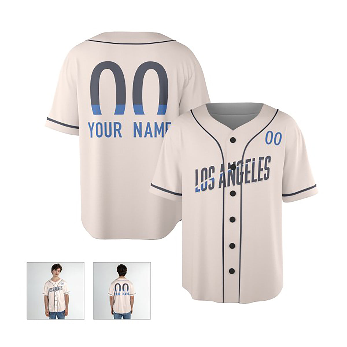 Personalized Los Angeles Dodgers Baseball Jersey - Cream City Style, Custom Name & Number-4