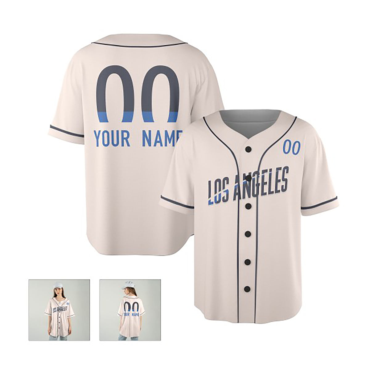 Personalized Los Angeles Dodgers Baseball Jersey - Cream City Style, Custom Name & Number-5