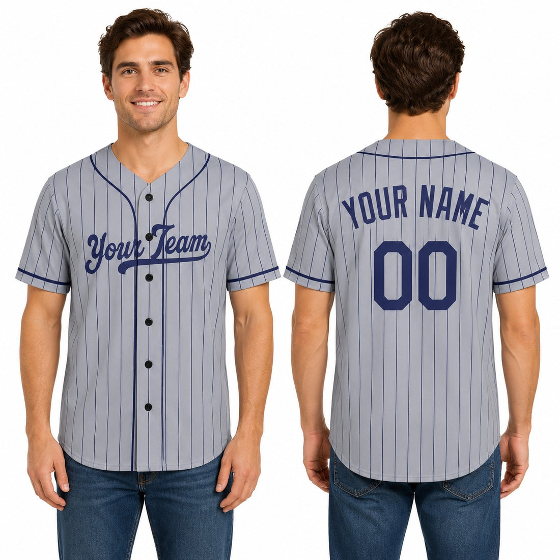 Personalized Los Angeles Dodgers Baseball Jersey - Gray Pinstripe Style, Custom Name & Number-1
