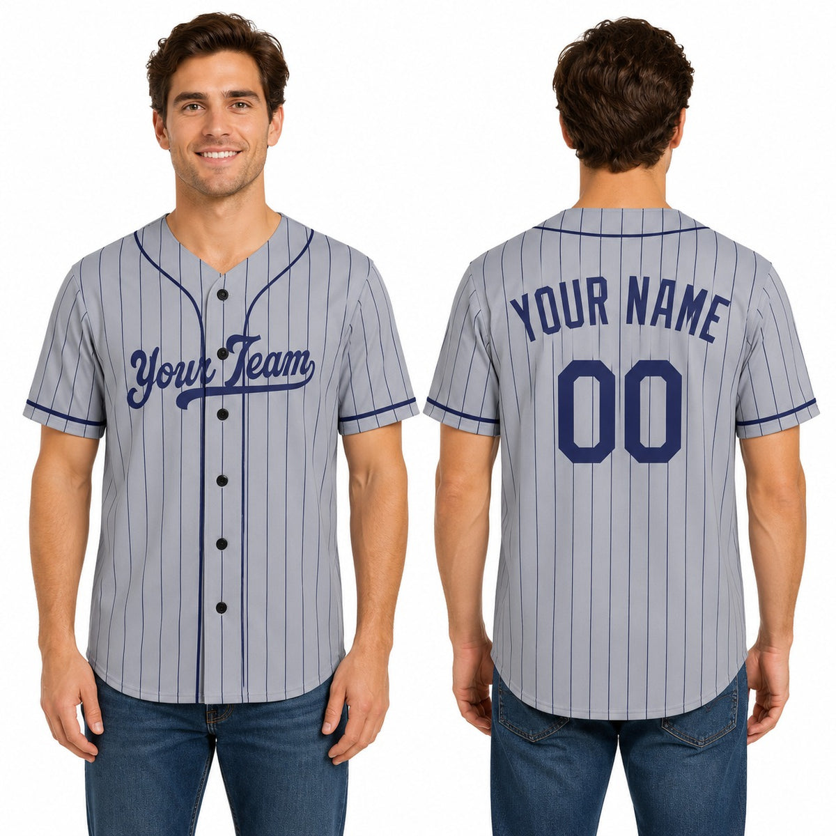 Personalized Los Angeles Dodgers Baseball Jersey - Gray Pinstripe Style, Custom Name & Number-1