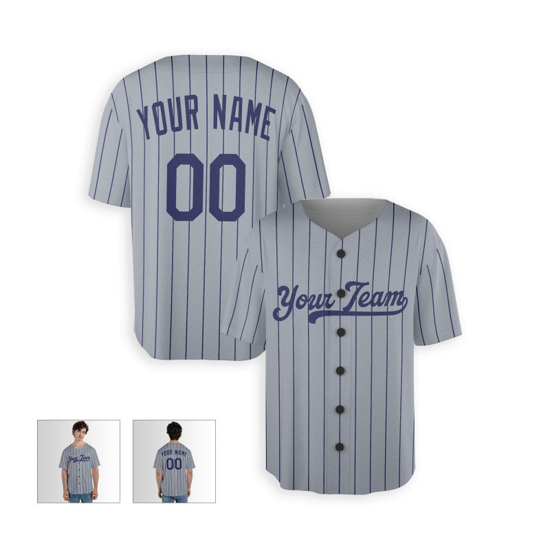 Personalized Los Angeles Dodgers Baseball Jersey - Gray Pinstripe Style, Custom Name & Number-3