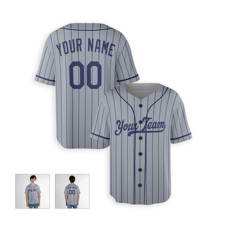Personalized Los Angeles Dodgers Baseball Jersey - Gray Pinstripe Style, Custom Name & Number-4