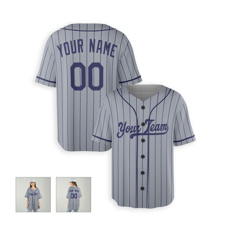 Personalized Los Angeles Dodgers Baseball Jersey - Gray Pinstripe Style, Custom Name & Number-6