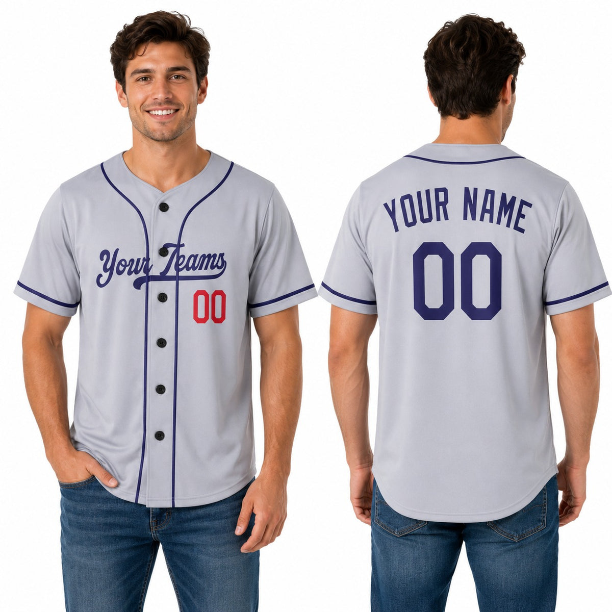 Personalized Los Angeles Dodgers Baseball Jersey - Gray Road Style, Custom Name & Number-1