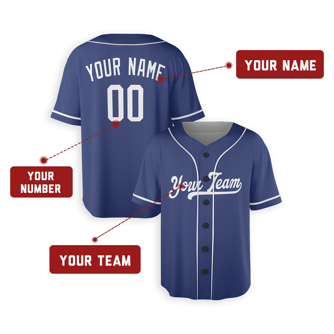 Personalized Los Angeles Dodgers Baseball Jersey - Royal Blue City Style, Custom Name & Number-1