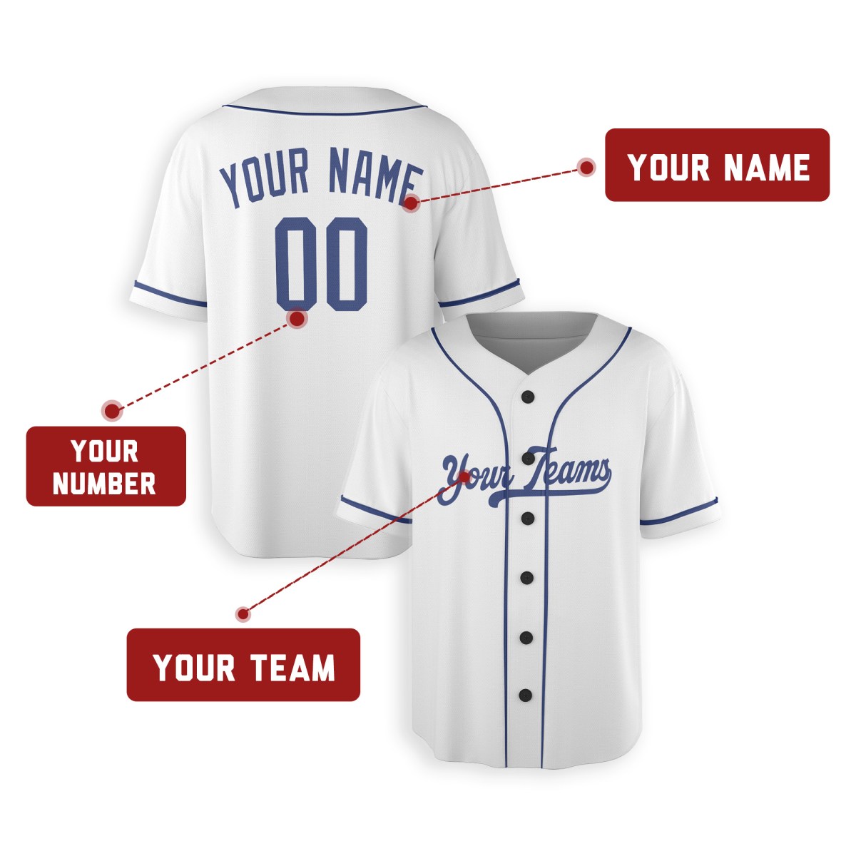Personalized Los Angeles Dodgers Baseball Jersey - White Home Style, Custom Name & Number-2