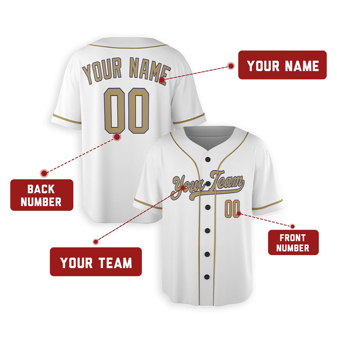 Personalized Los Angeles Dodgers Baseball Jersey - White New Gold Collection Style, Custom Name & Number-1