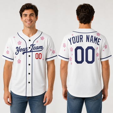Personalized Los Angeles Dodgers Baseball Jersey – White Flowers Style, Custom Name & Number-1
