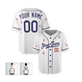 Personalized Los Angeles Dodgers Baseball Jersey – White Flowers Style, Custom Name & Number-3