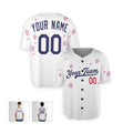Personalized Los Angeles Dodgers Baseball Jersey – White Flowers Style, Custom Name & Number-4