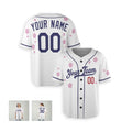 Personalized Los Angeles Dodgers Baseball Jersey – White Flowers Style, Custom Name & Number-5