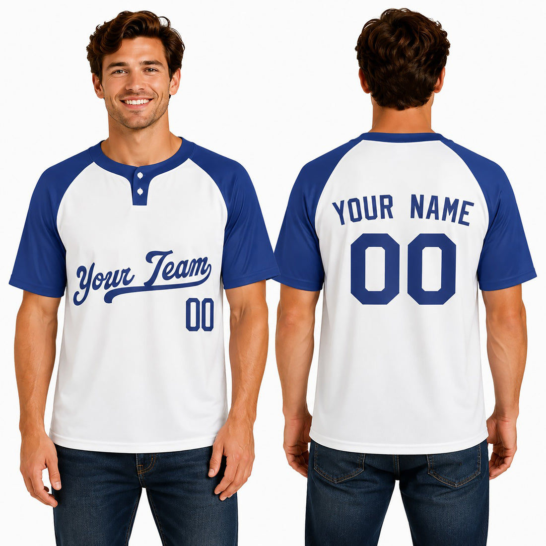 Personalized Los Angeles Dodgers Two-Button Baseball Jersey - Home Style, Custom Name & Number-1