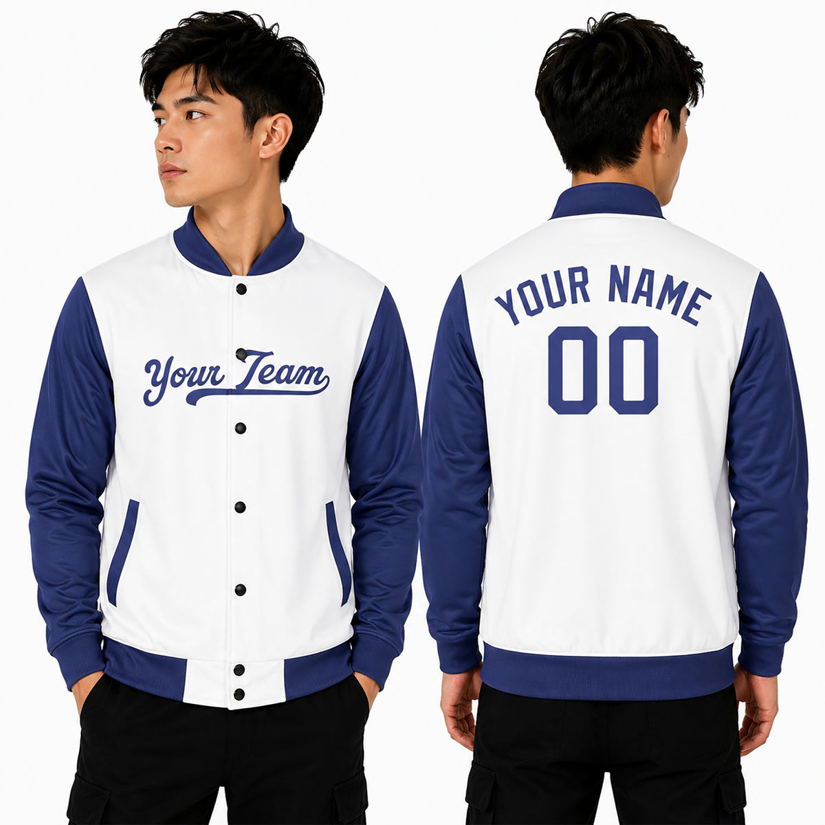 Personalized Los Angeles Dodgers Varsity Jacket – White Blue Home Style, Custom Name & Number-1