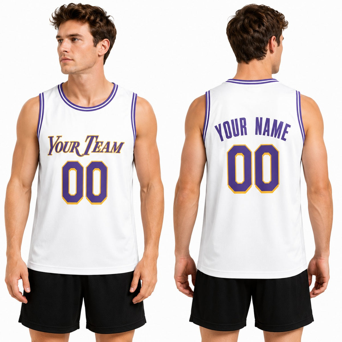 Personalized Los Angeles Lakers Basketball Jersey - White Fast Break Association Style, Custom Name & Number-1