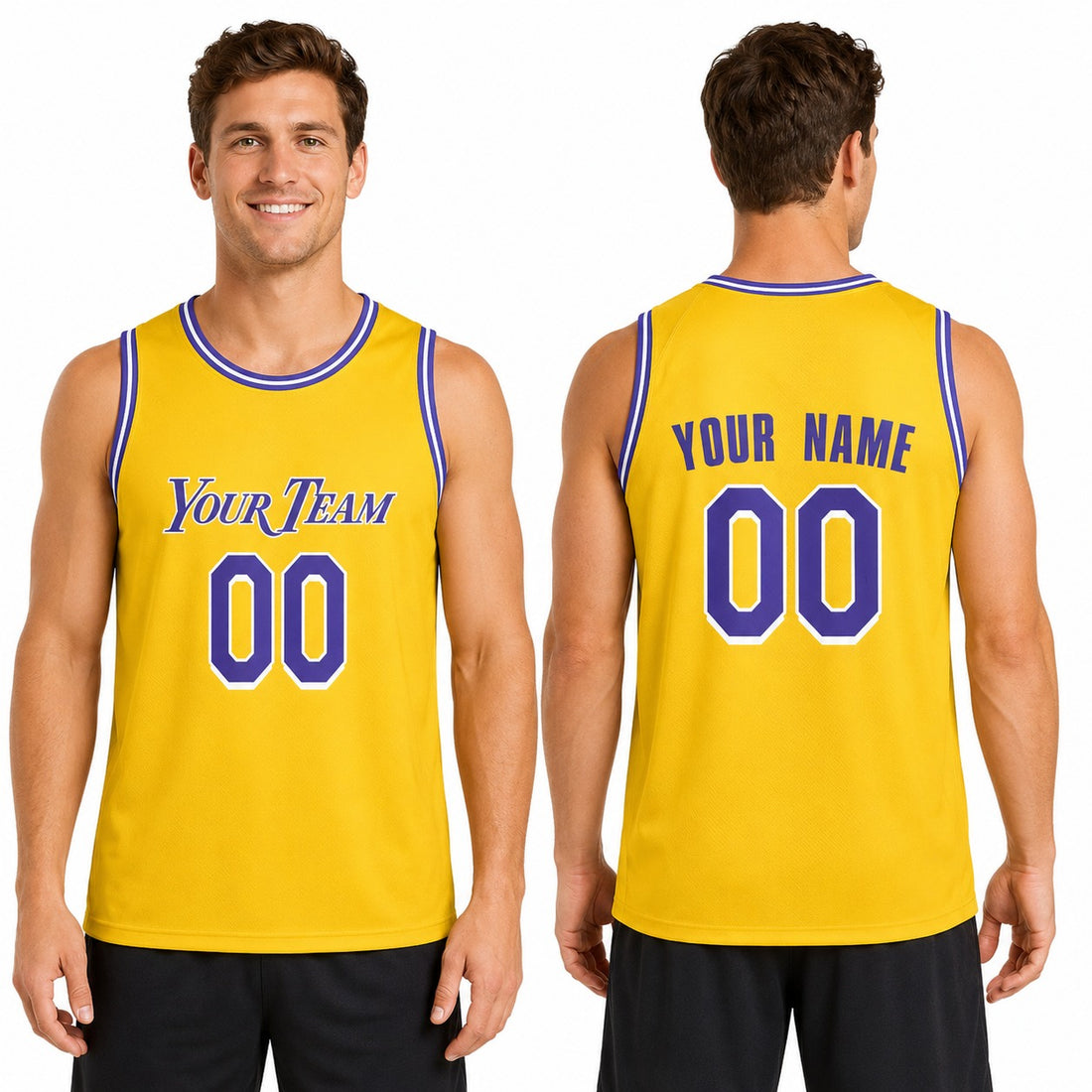 Personalized Los Angeles Lakers Basketball Jersey - Yellow Swingman Icon Style, Custom Name & Number-1