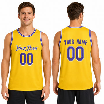 Personalized Los Angeles Lakers Basketball Jersey - Yellow Swingman Icon Style, Custom Name & Number-1