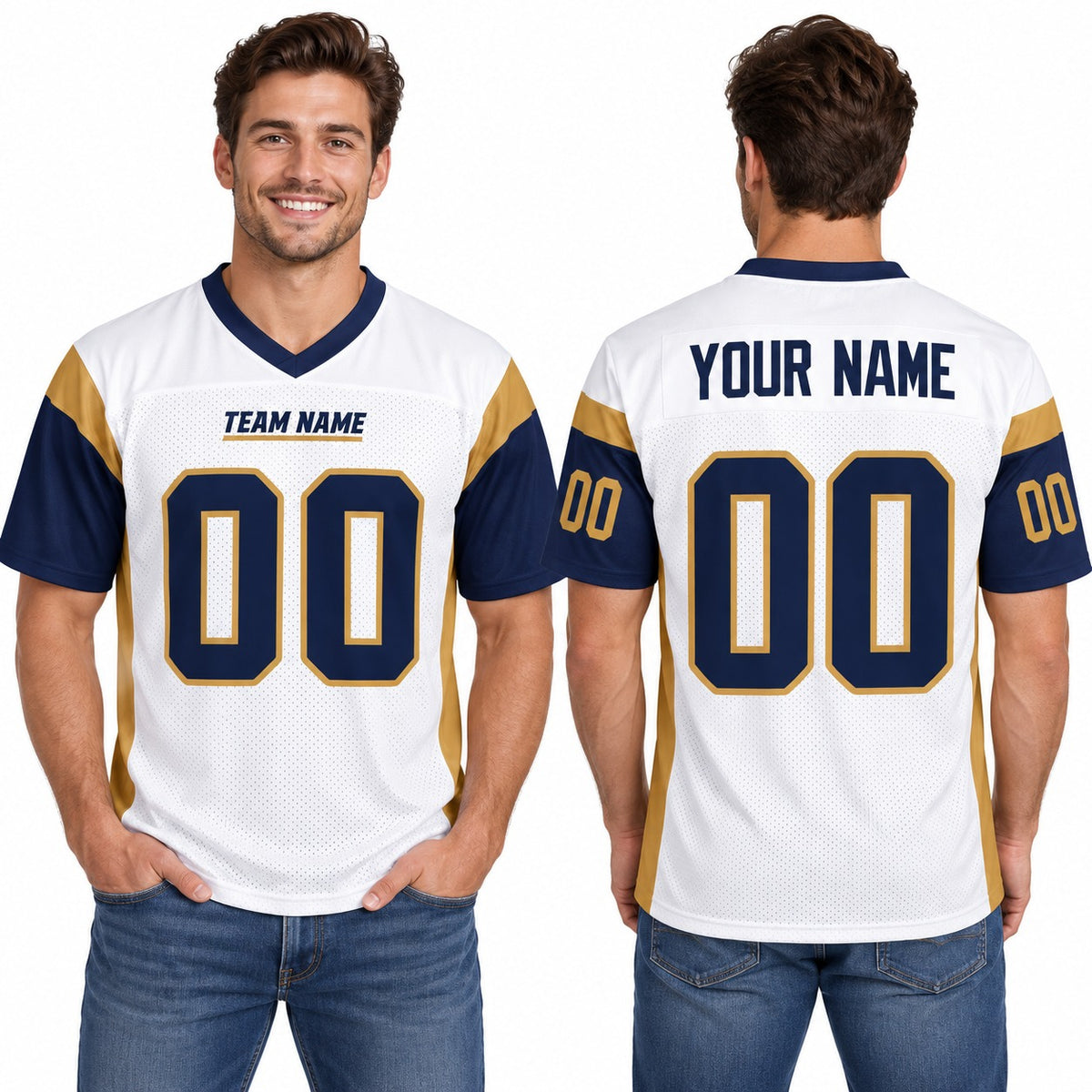 Personalized Los Angeles Rams 2001 Football Jersey – White Retired Player Style, Custom Name Patch, Team Name, Number & Logo-1