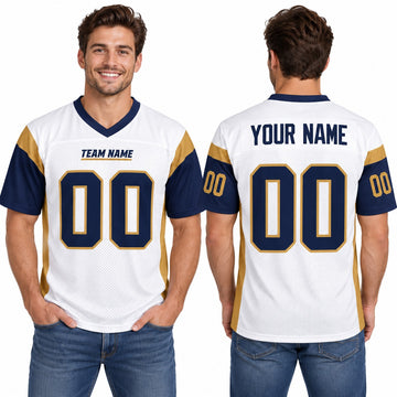 Personalized Los Angeles Rams 2001 Football Jersey – White Retired Player Style, Custom Name Patch, Team Name, Number & Logo-1