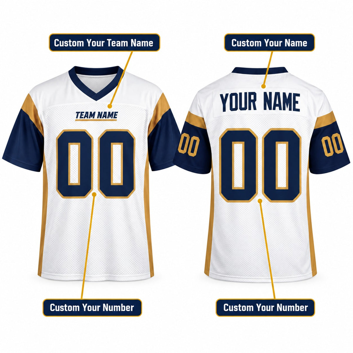Personalized Los Angeles Rams 2001 Football Jersey – White Retired Player Style, Custom Name Patch, Team Name, Number & Logo-2