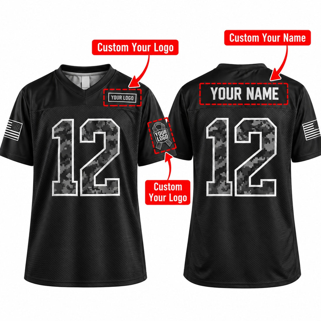Personalized Los Angeles Rams 2026 Salute to Service Football Jersey – Black, Custom Name Patch, Team Name, Number & Logo-1