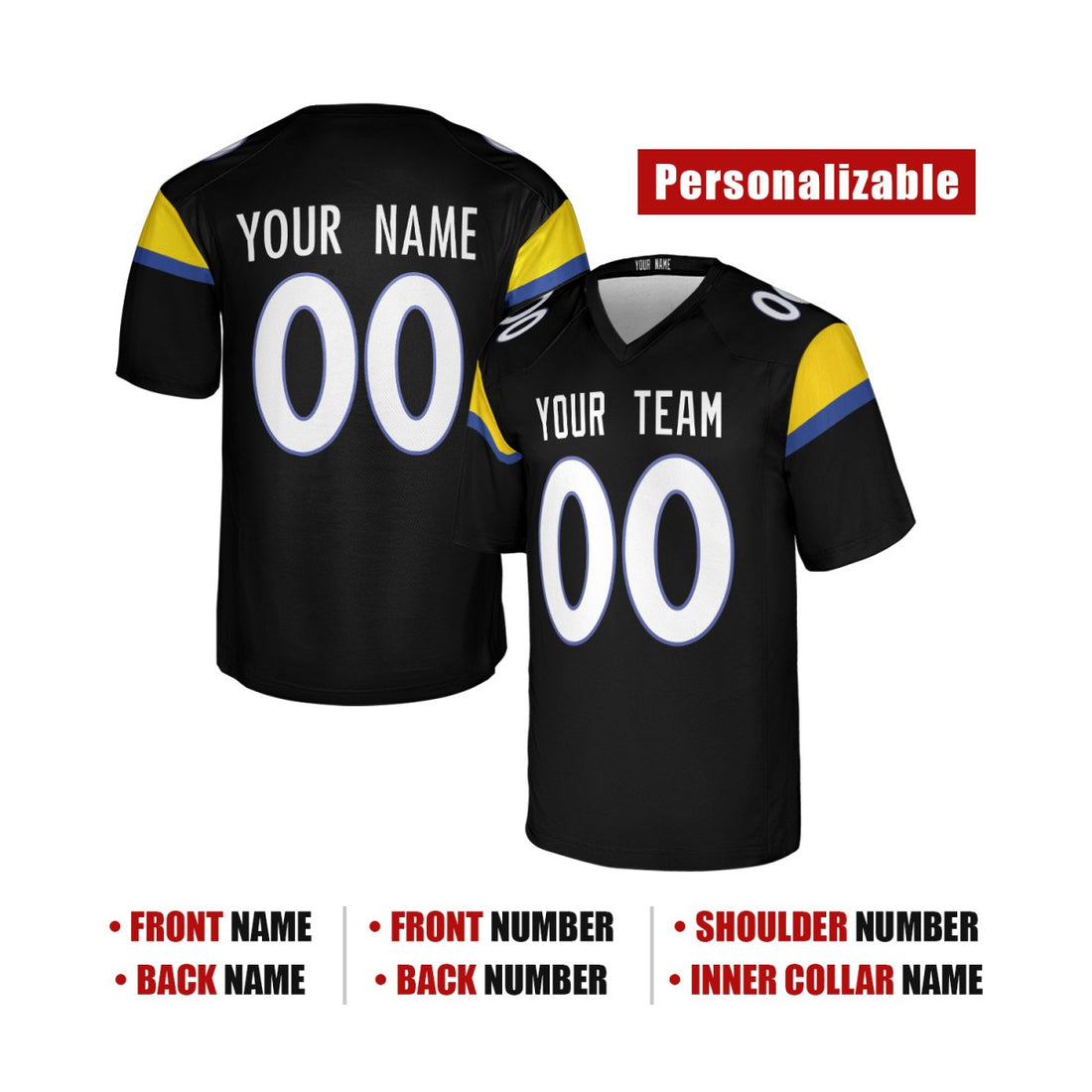 Personalized Los Angeles Rams Football Jersey - Black 2025 Rivalries Collection, Custom Name & Number-1
