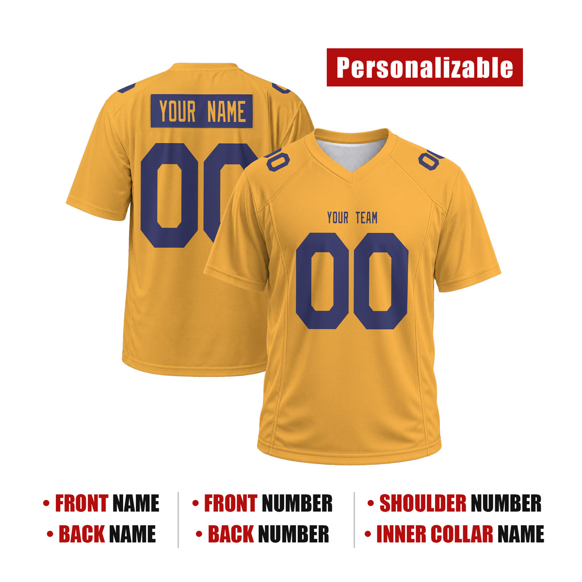 Personalized Los Angeles Rams Football Jersey – Gold Fashion Game Day Style, Custom Name & Number-2 