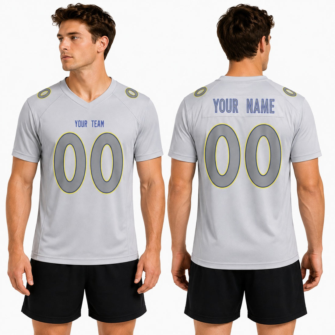 Personalized Los Angeles Rams Football Jersey – Gray Atmosphere Game Day Style, Custom Name & Number-1