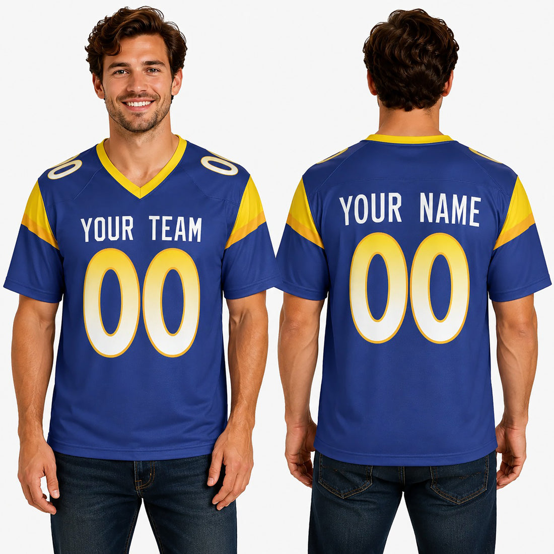 Personalized Los Angeles Rams Football Jersey - Royal Fan Style, Custom Name & Number-1