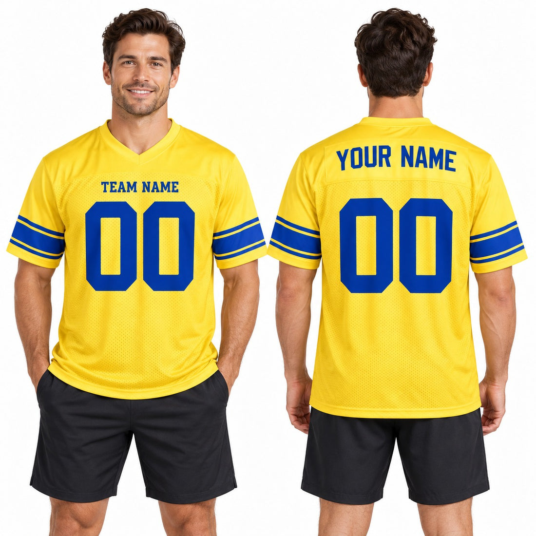Personalized Los Angeles Rams Football Jersey – Classic Sol Game Style, Custom Name Patch, Team Name, Number & Logo-1