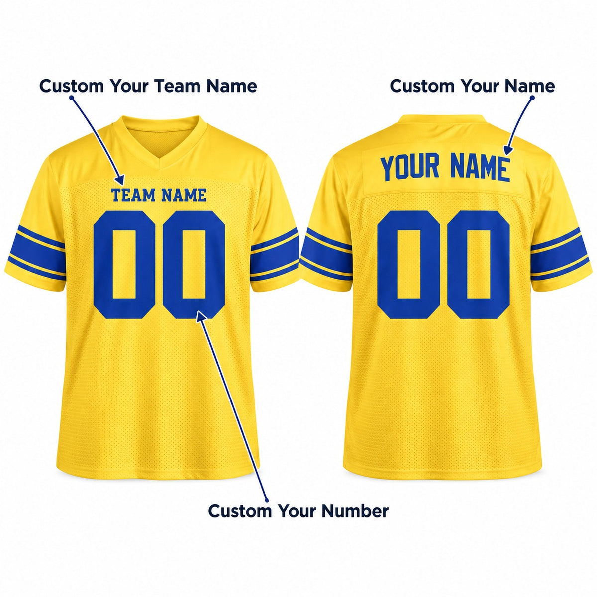 Personalized Los Angeles Rams Football Jersey – Classic Sol Game Style, Custom Name Patch, Team Name, Number & Logo-2