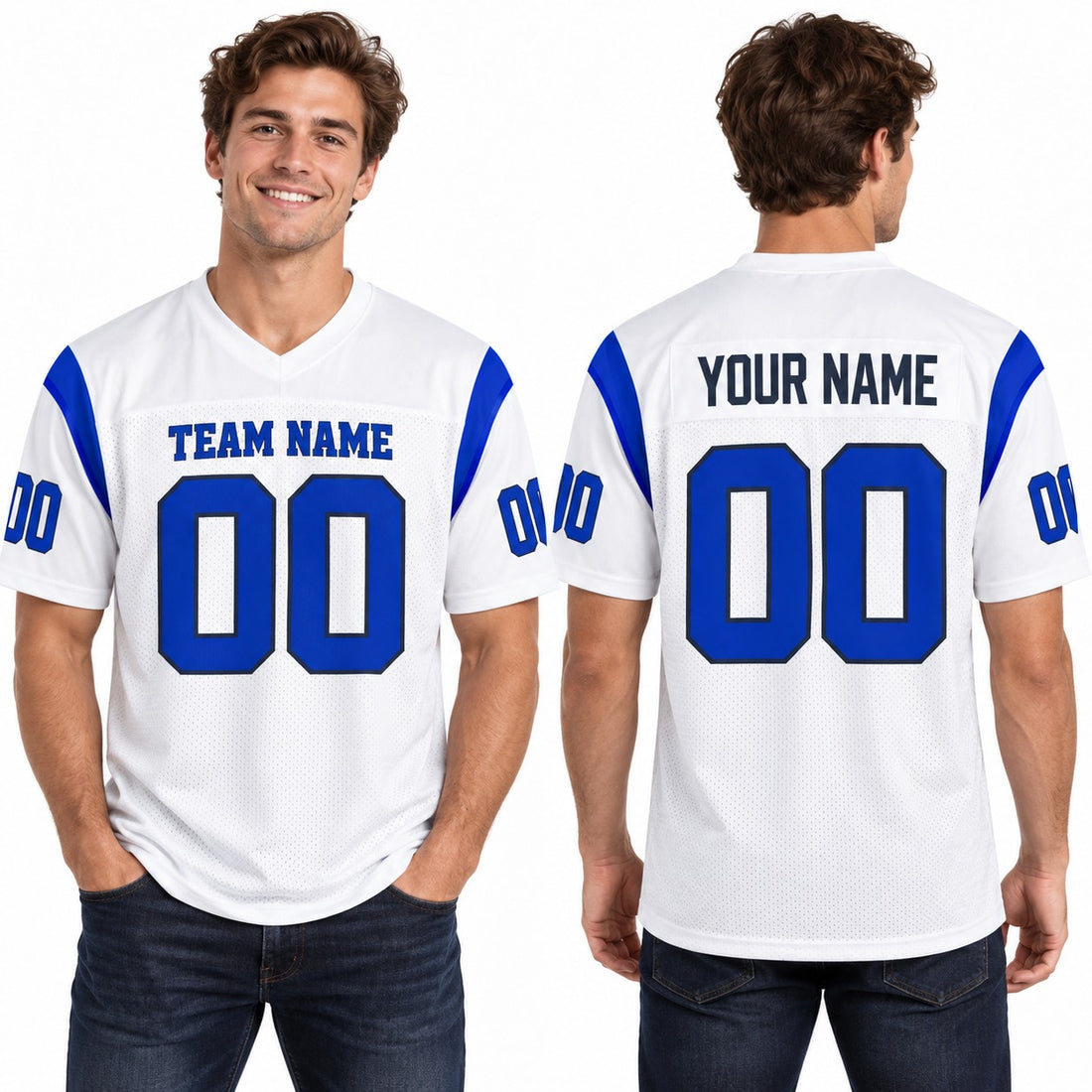 Personalized Los Angeles Rams Football Jersey – Fearsome White Game Style, Custom Name Patch, Team Name, Number & Logo-1