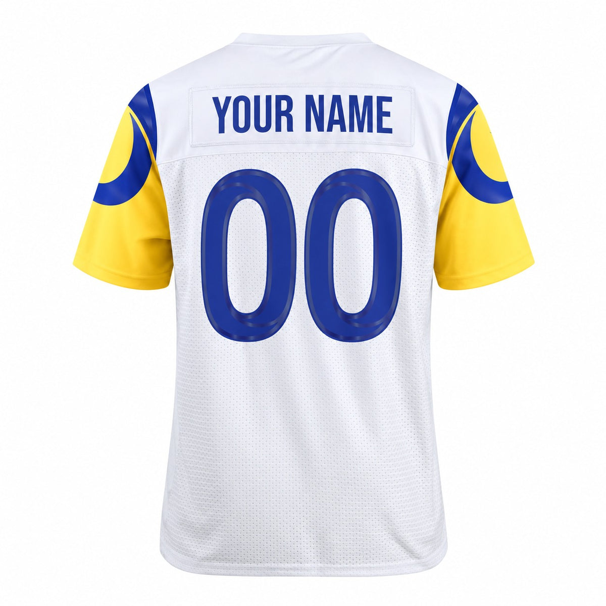 Personalized Los Angeles Rams Football Jersey – White Game Style, Custom Name Patch, Team Name, Number & Logo-4
