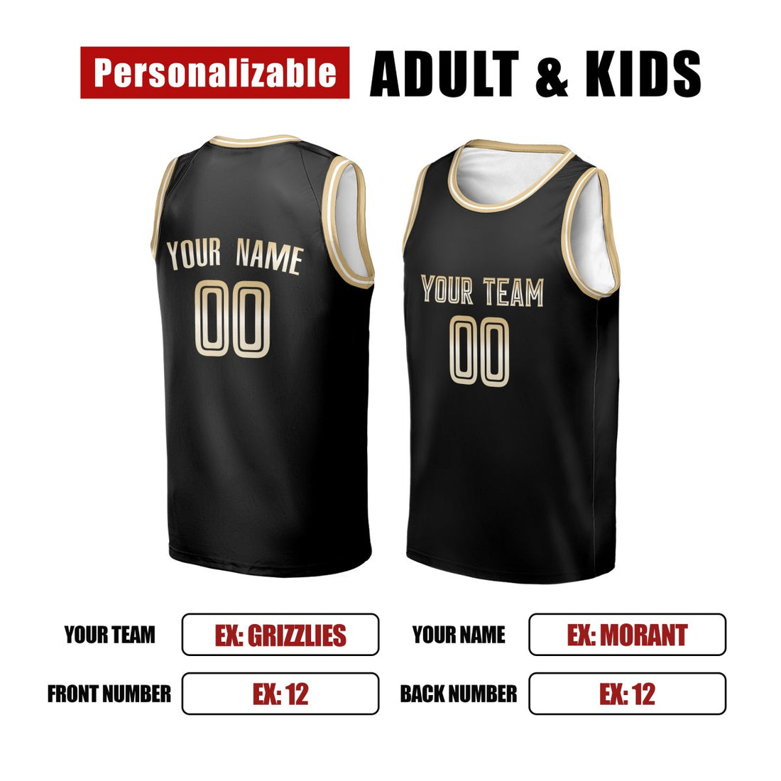Personalized Memphis Grizzlies Basketball Jersey - Black Select Series Swingman Style, Custom Name & Number-1