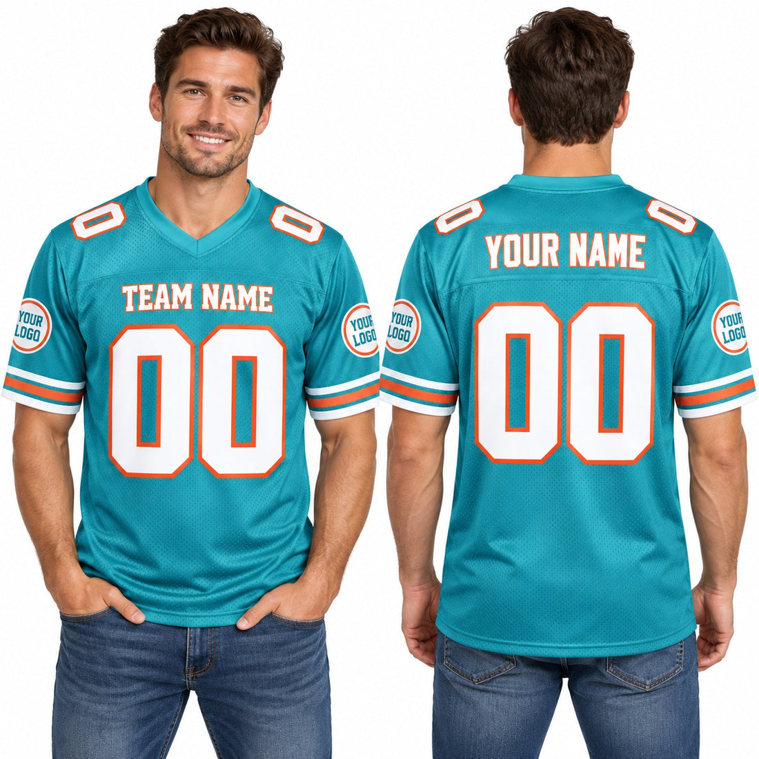 Personalized Miami Dolphins 1994 Football Jersey – Aqua Throwback Style, Custom Name Patch, Team Name, Number & Logo-1