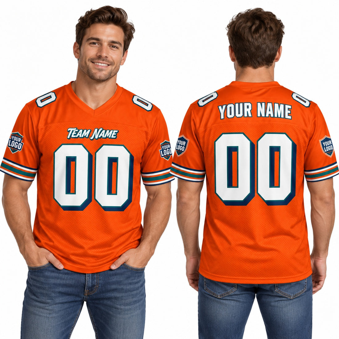Personalized Miami Dolphins 2004 Football Jersey – Orange Retired Player Style, Custom Name Patch, Team Name, Number & Logo-1