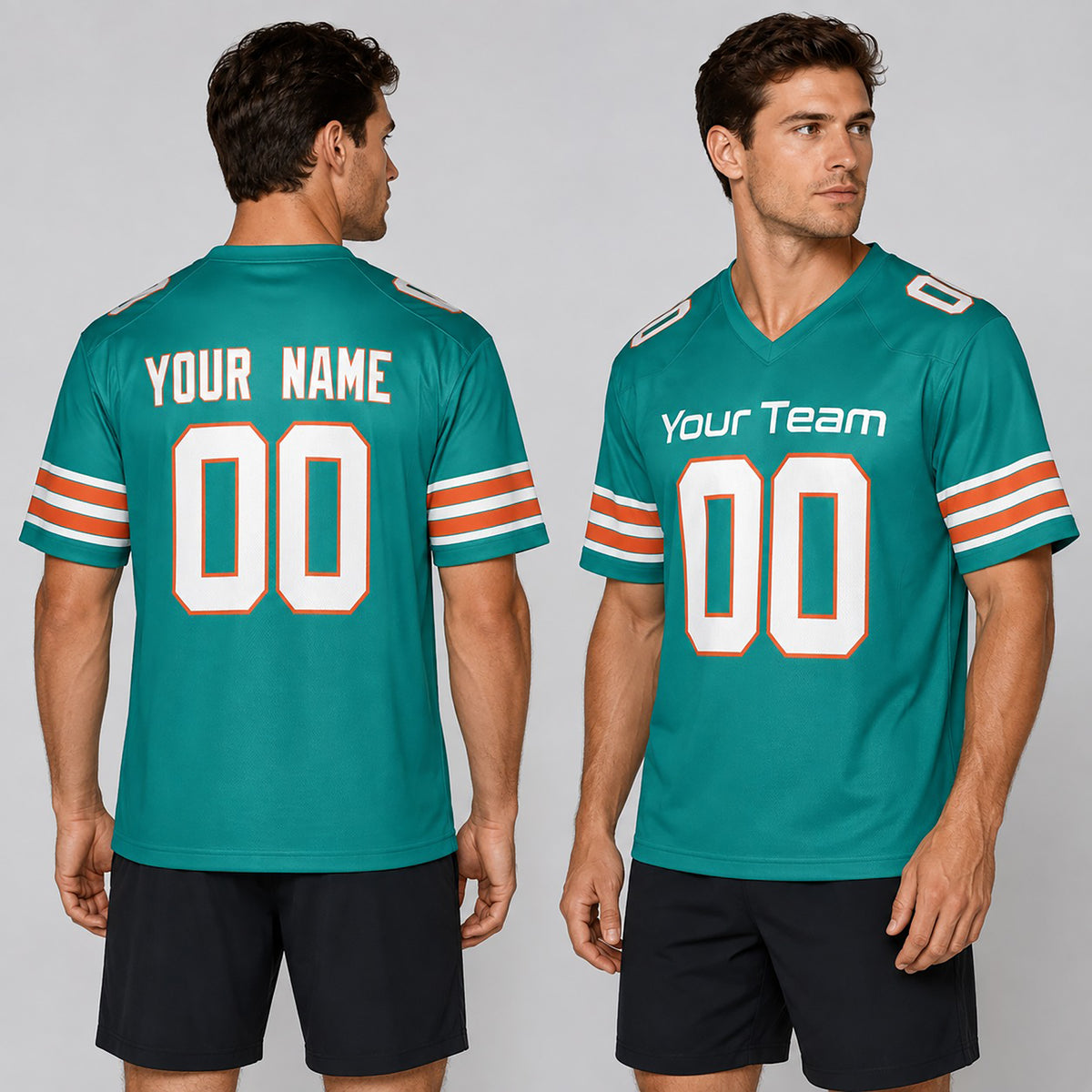 Personalized Miami Dolphins Football Jersey - Aqua Alternate Style, Custom Name & Number-1