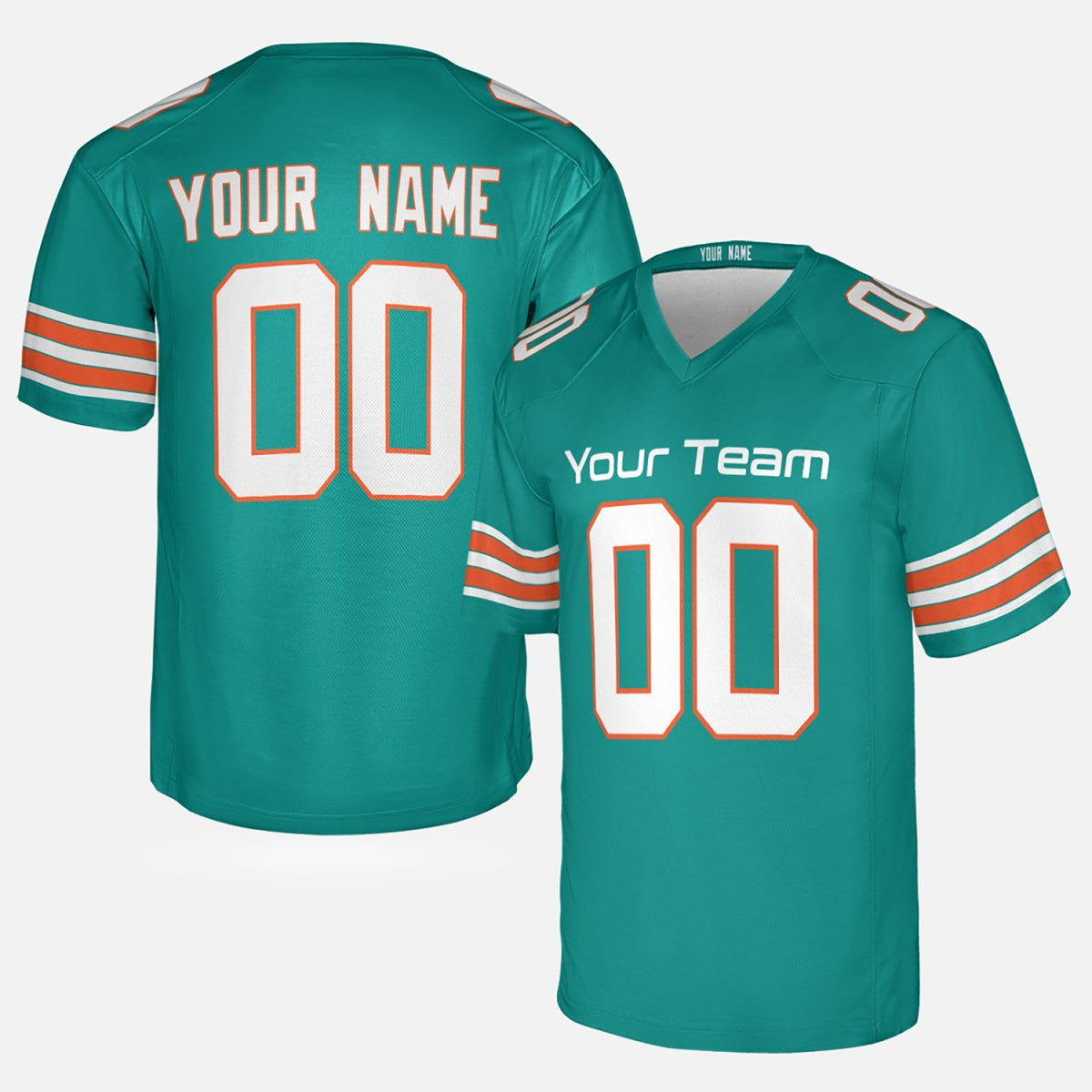 Personalized Miami Dolphins Football Jersey - Aqua Alternate Style, Custom Name & Number-3