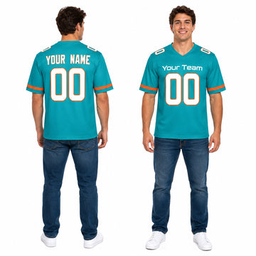 Personalized Miami Dolphins Football Jersey - Aqua Fan Style, Custom Name & Number-1