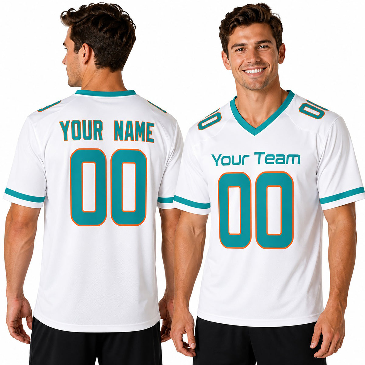 Personalized Miami Dolphins Football Jersey - White Fan Style, Custom Name & Number-1