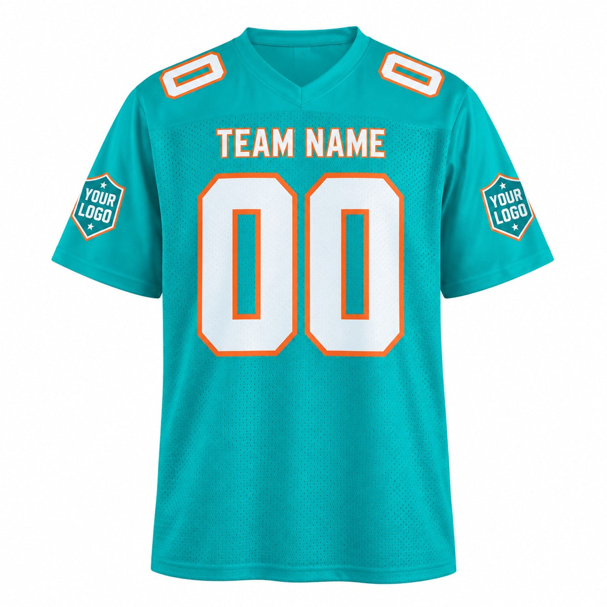 Personalized Miami Dolphins Football Jersey – Aqua Game Style, Custom Name Patch, Team Name, Number & Logo-3