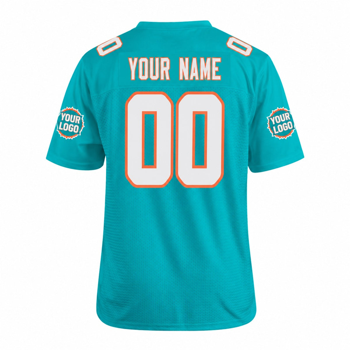 Personalized Miami Dolphins Football Jersey – Aqua Game Style, Custom Name Patch, Team Name, Number & Logo-4