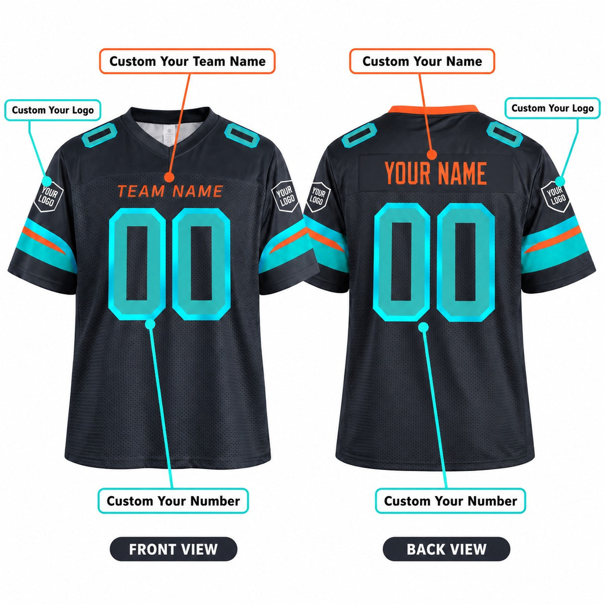 Personalized Miami Dolphins Football Jersey – Navy Rivalries Limited Style, Custom Name Patch, Team Name, Number & Logo-2