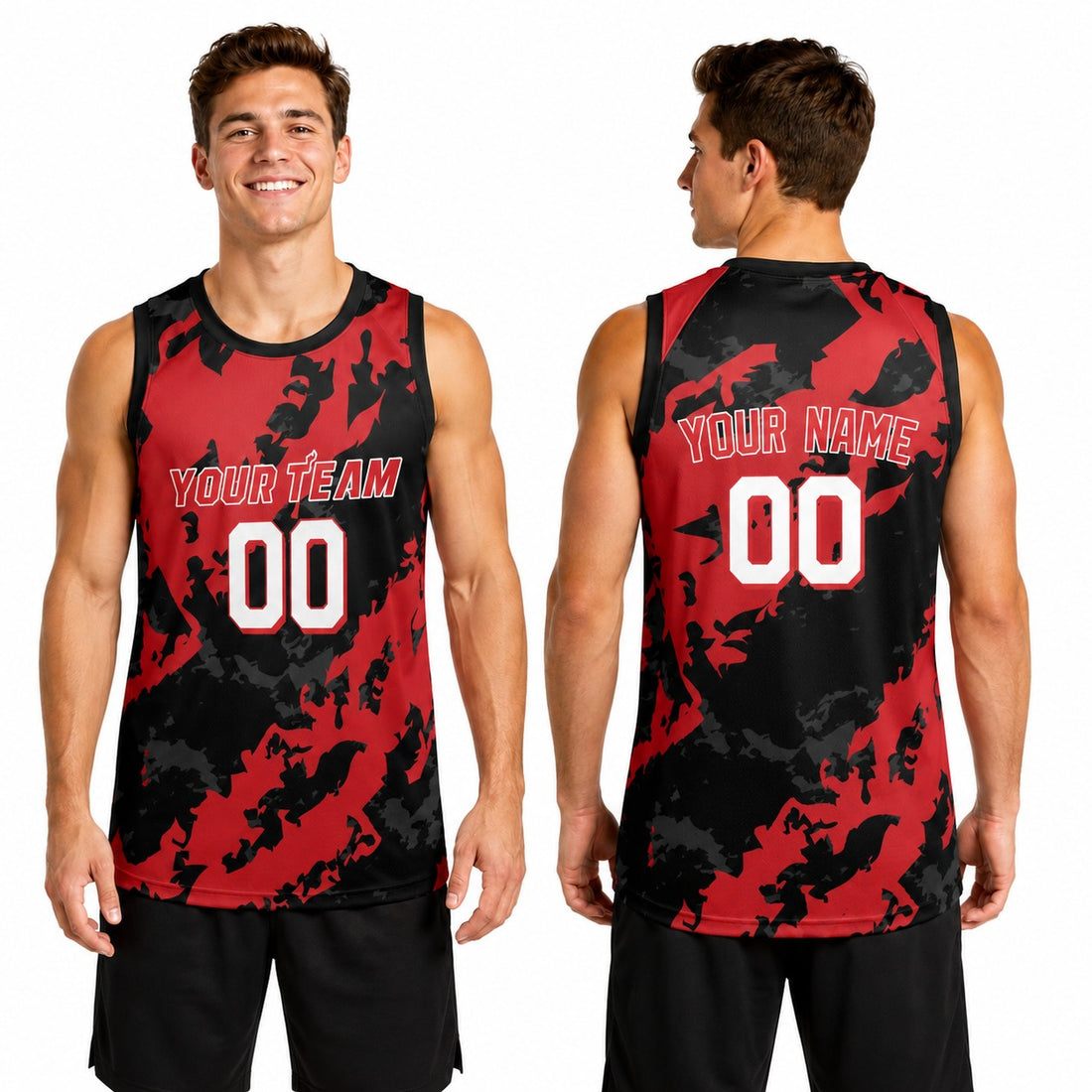 Personalized Miami Heat Basketball Jersey - Red Black 1996/97 Hardwood Classics Marble Swingman Style, Custom Name & Number-1