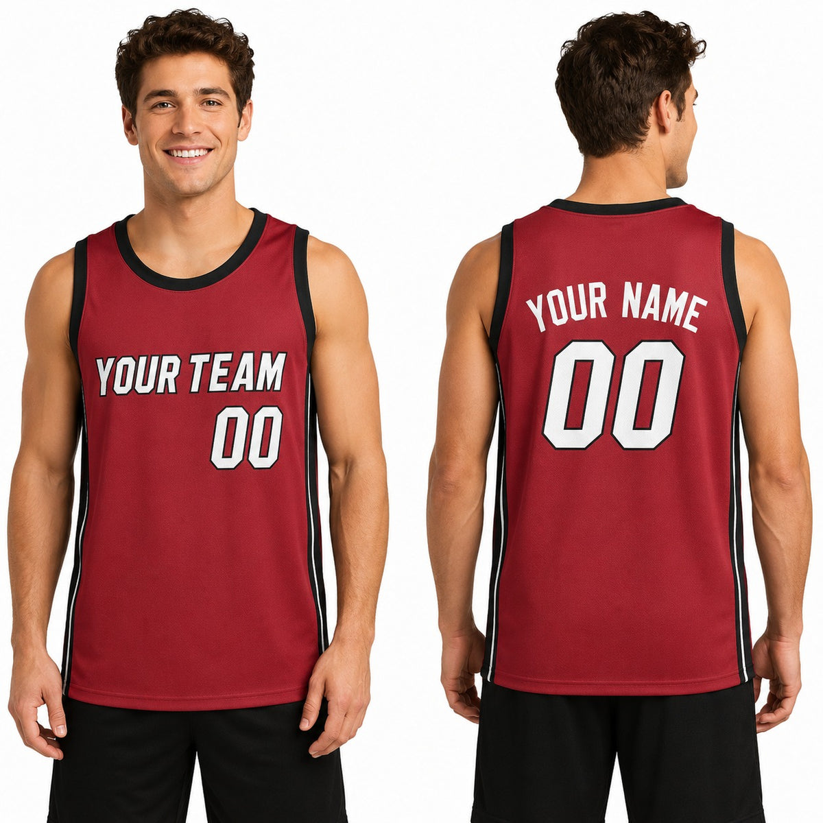 Personalized Miami Heat Basketball Jersey - Red Fast Break Statement Style, Custom Name & Number-1