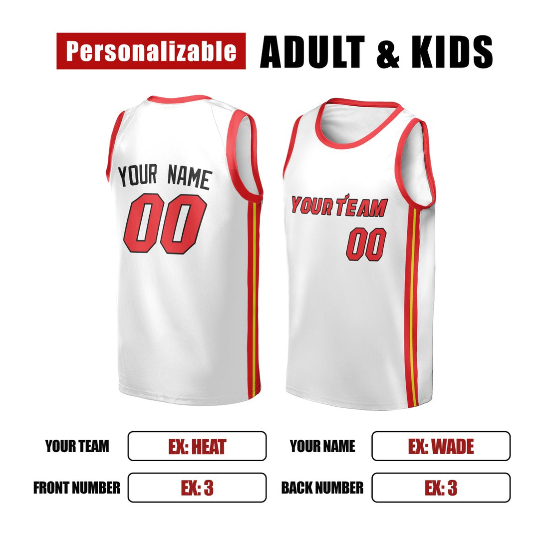 Personalized Miami Heat Basketball Jersey - White 2005/06 Swingman Hardwood Classics Style, Custom Name & Number-1